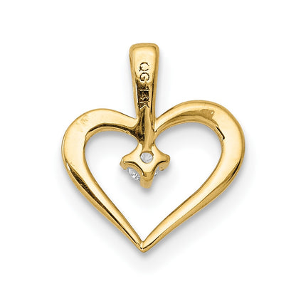 14K Yellow Gold AA .02ct. Real Diamond Heart Pendant