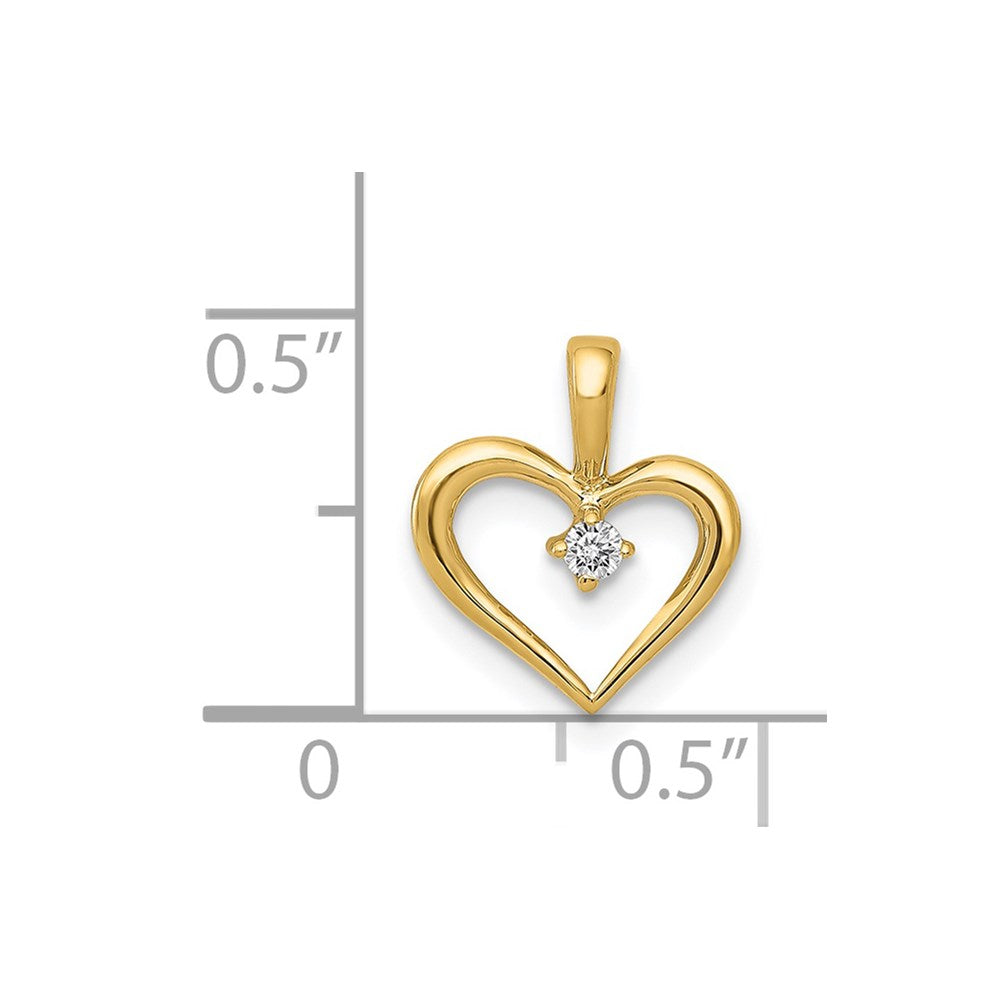 14K Yellow Gold AA .02ct. Real Diamond Heart Pendant
