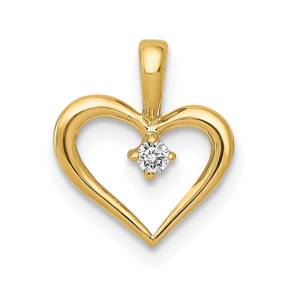 14K Yellow Gold AA .02ct. Real Diamond Heart Pendant