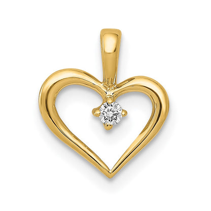 14K Yellow Gold AA .02ct. Real Diamond Heart Pendant
