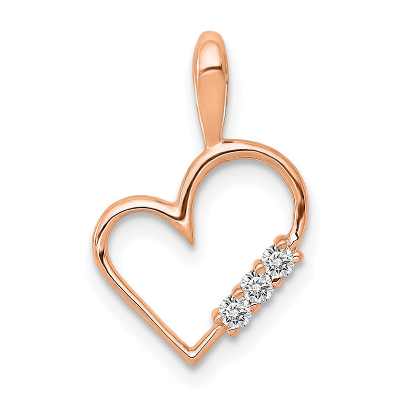 14k Rose Gold AA 1/20ct. Real Diamond Heart Pendant