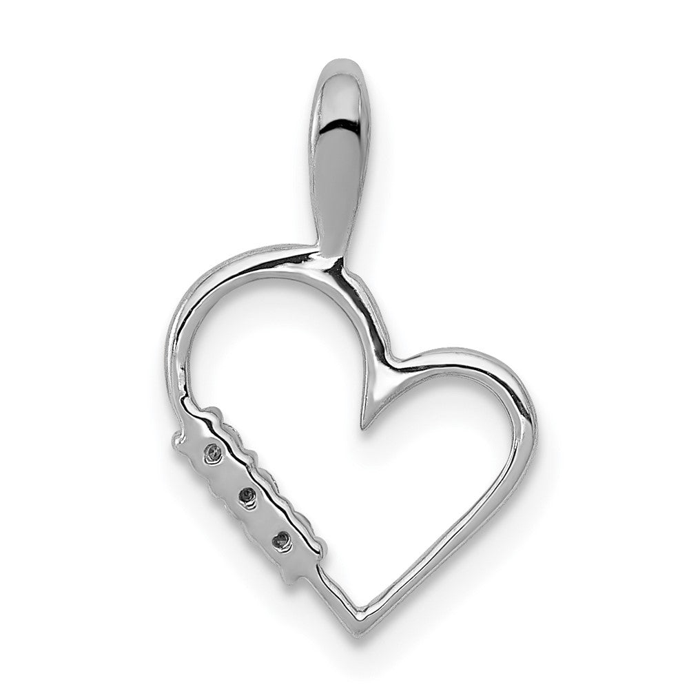 14k White Gold AA 1/20ct. Real Diamond Heart Pendant