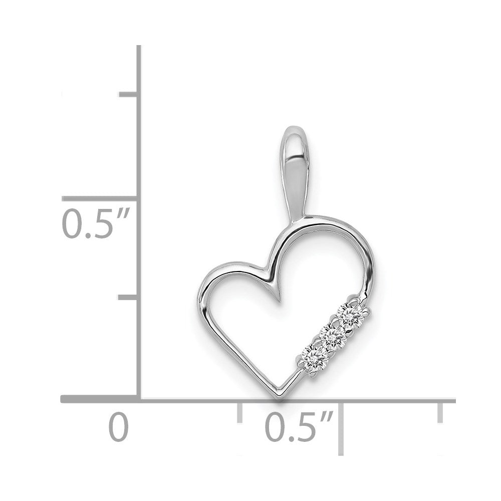 14k White Gold AA 1/20ct. Real Diamond Heart Pendant
