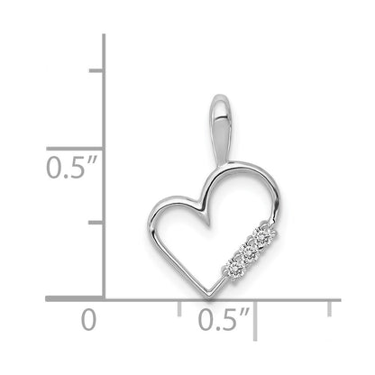 14k White Gold AA 1/20ct. Real Diamond Heart Pendant