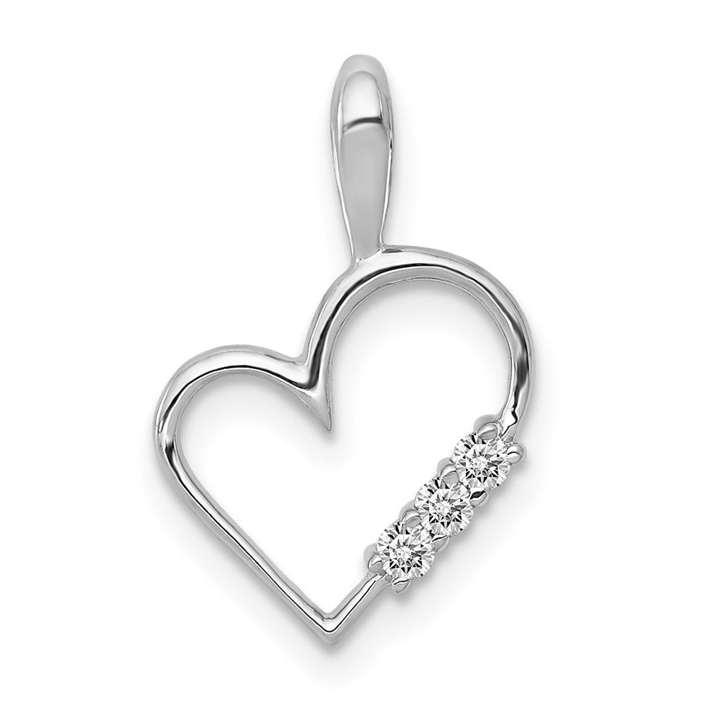 14k White Gold AA 1/20ct. Real Diamond Heart Pendant