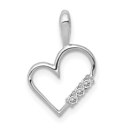 14k White Gold AA 1/20ct. Real Diamond Heart Pendant