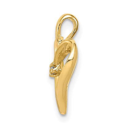14K Yellow Gold AA Real Diamond Heart Pend