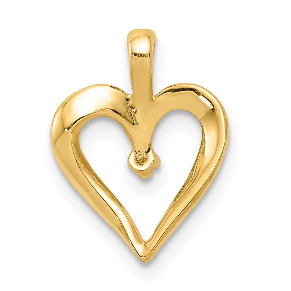 14K Yellow Gold AA Real Diamond Heart Pend