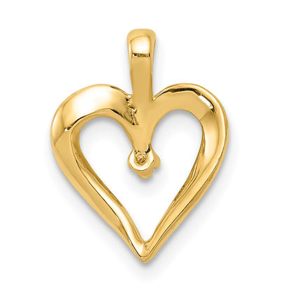 14K Yellow Gold AA Real Diamond Heart Pend