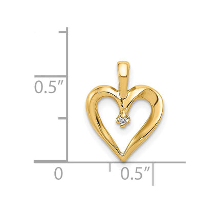 14K Yellow Gold AA Real Diamond Heart Pend