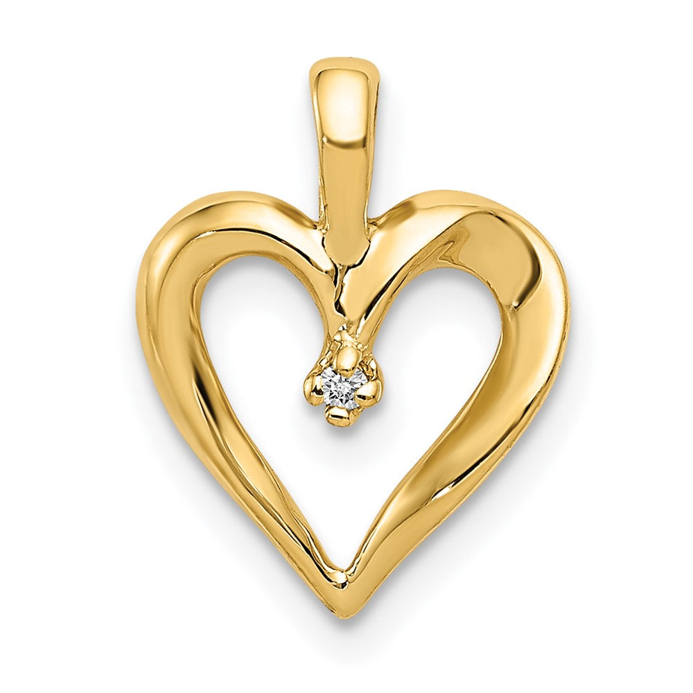 14K Yellow Gold AA Real Diamond Heart Pend