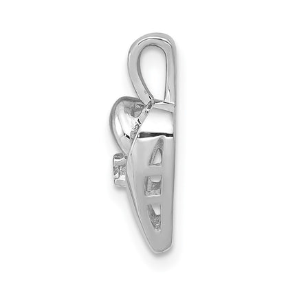 14k White Gold AA .02ct. Real Diamond Heart Pendant