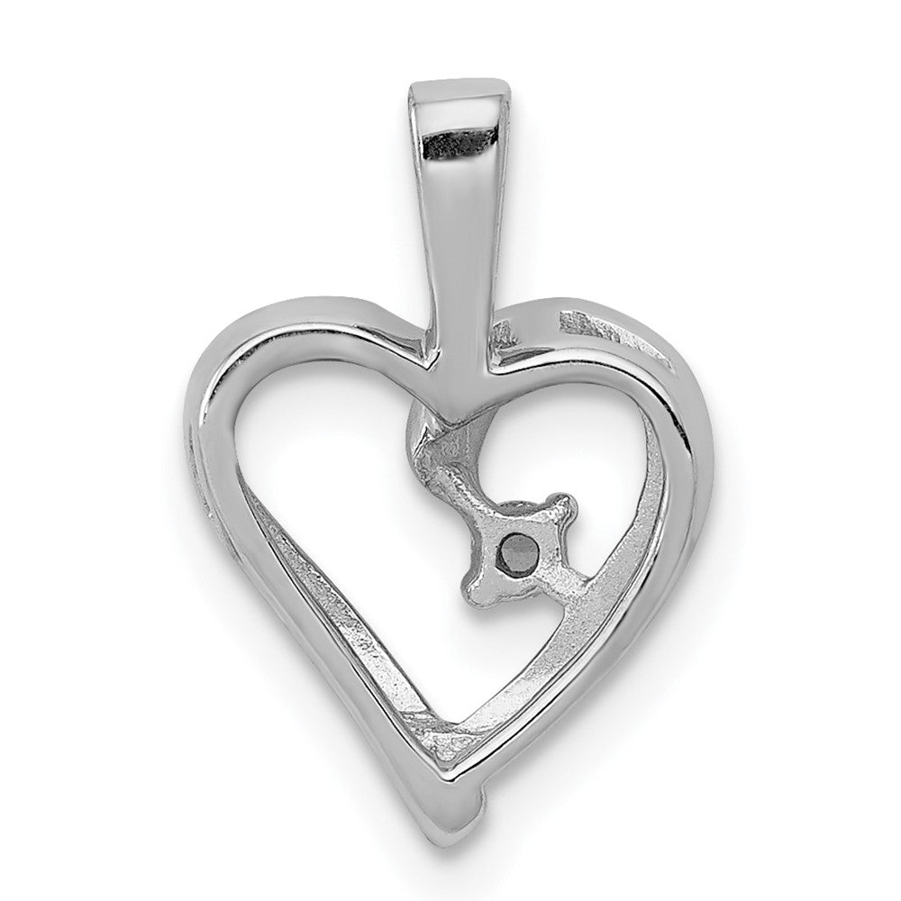 14k White Gold AA .02ct. Real Diamond Heart Pendant
