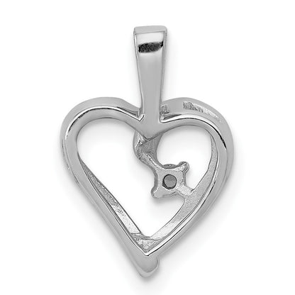 14k White Gold AA .02ct. Real Diamond Heart Pendant