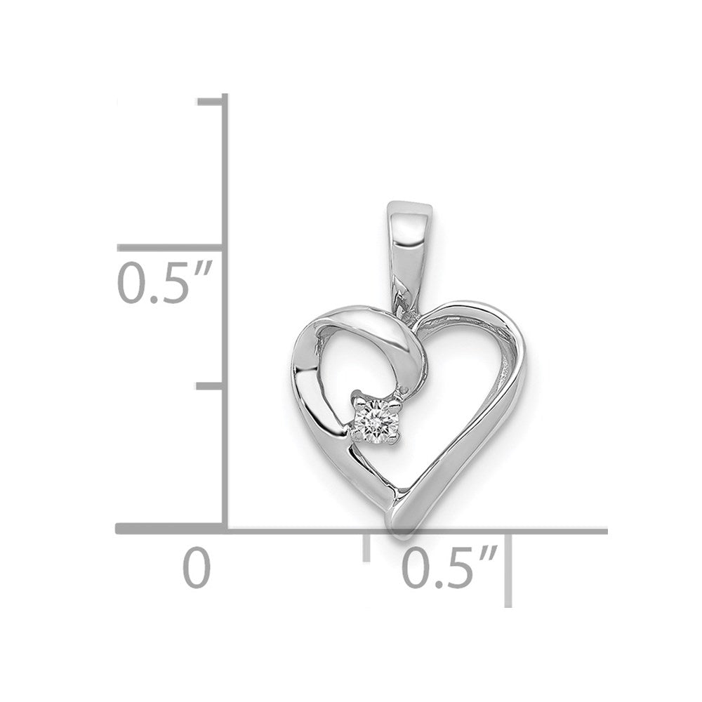 14k White Gold AA .02ct. Real Diamond Heart Pendant