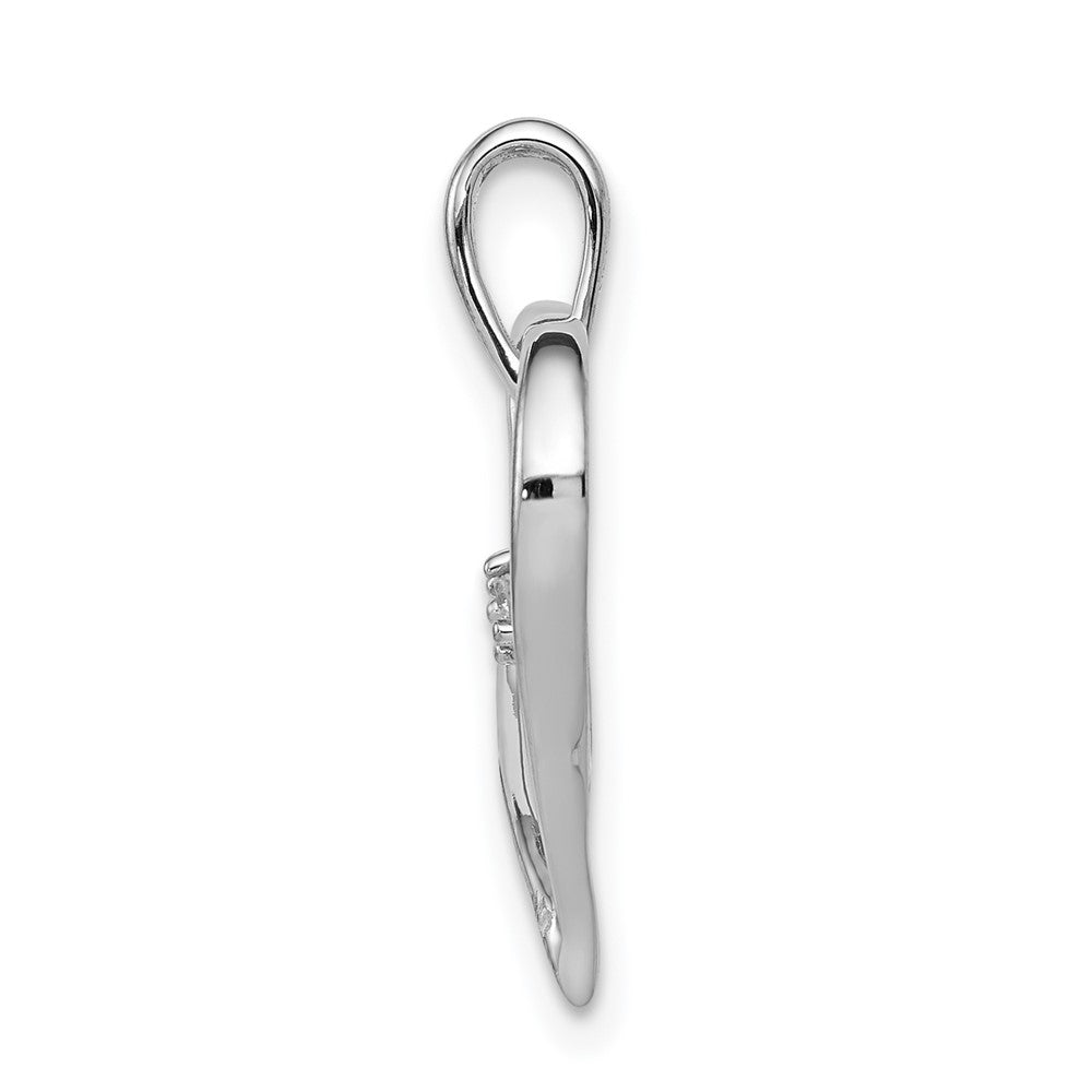 14k White Gold AA .02ct. Real Diamond Heart Pendant