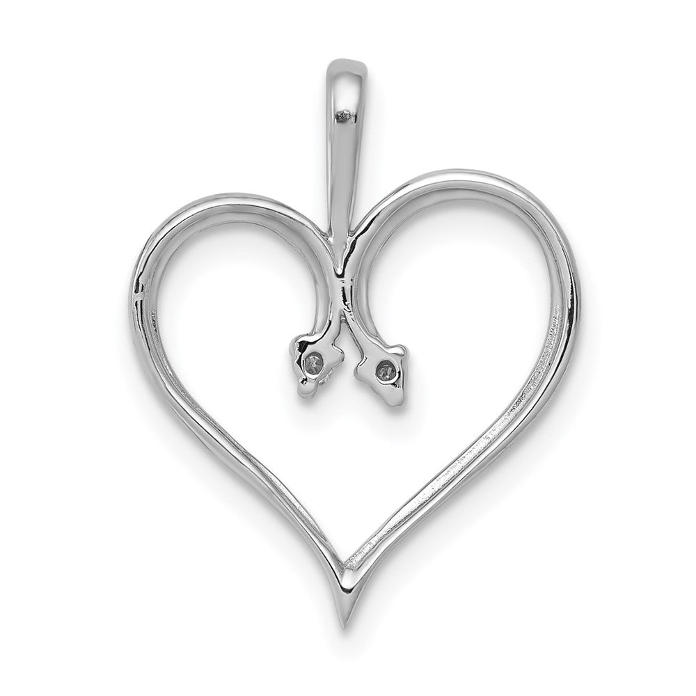 14k White Gold AA .02ct. Real Diamond Heart Pendant