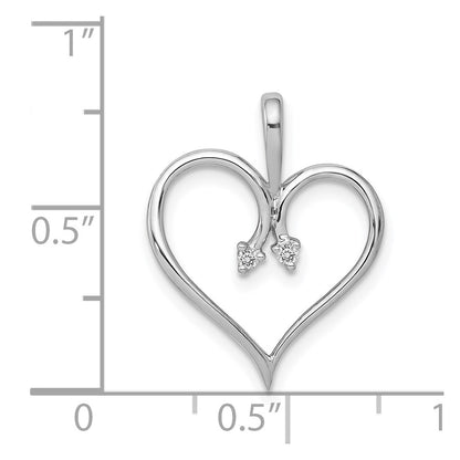 14k White Gold AA .02ct. Real Diamond Heart Pendant