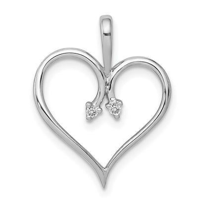 14k White Gold AA .02ct. Real Diamond Heart Pendant