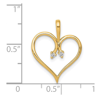 14K Yellow Gold AA .02ct. Real Diamond Heart Pendant