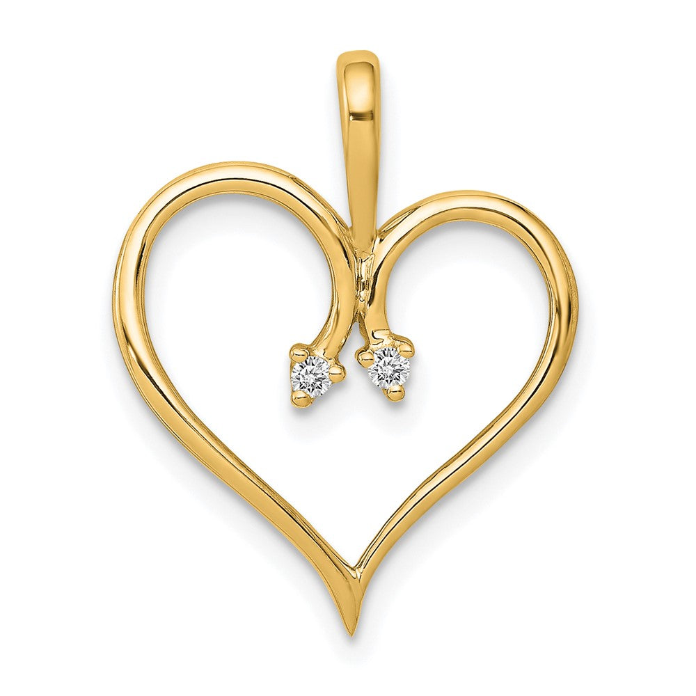 14K Yellow Gold AA .02ct. Real Diamond Heart Pendant