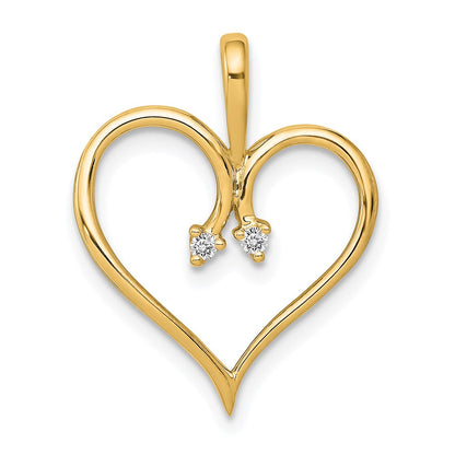 14K Yellow Gold AA .02ct. Real Diamond Heart Pendant