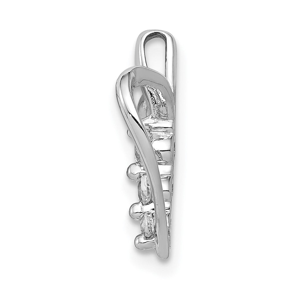 14k White Gold 1/10ct. Real Diamond 3-stone Heart Pendant