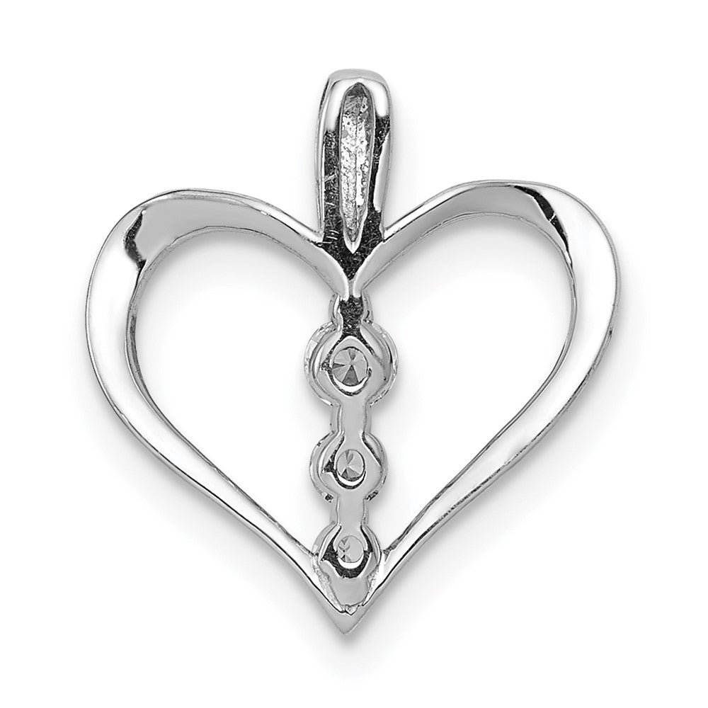 14k White Gold 1/10ct. Real Diamond 3-stone Heart Pendant