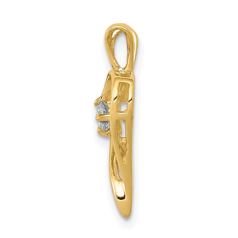 14K Yellow Gold AA 1/10ct. Real Diamond Heart Pendant