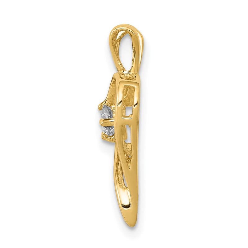 14K Yellow Gold AA 1/10ct. Real Diamond Heart Pendant