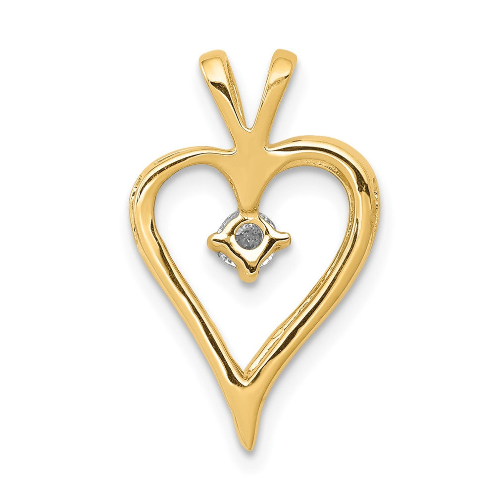 14K Yellow Gold AA 1/10ct. Real Diamond Heart Pendant