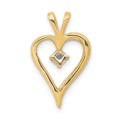 14K Yellow Gold AA 1/10ct. Real Diamond Heart Pendant