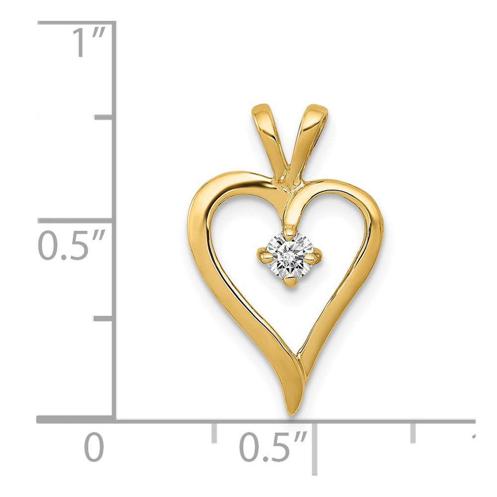 14K Yellow Gold AA 1/10ct. Real Diamond Heart Pendant