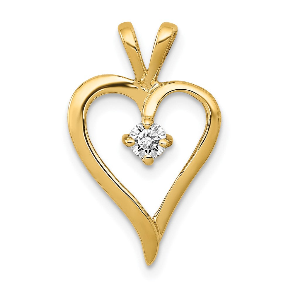 14K Yellow Gold AA 1/10ct. Real Diamond Heart Pendant