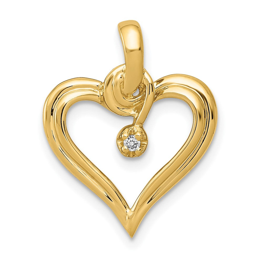 14k AAA Diamond heart pendant
