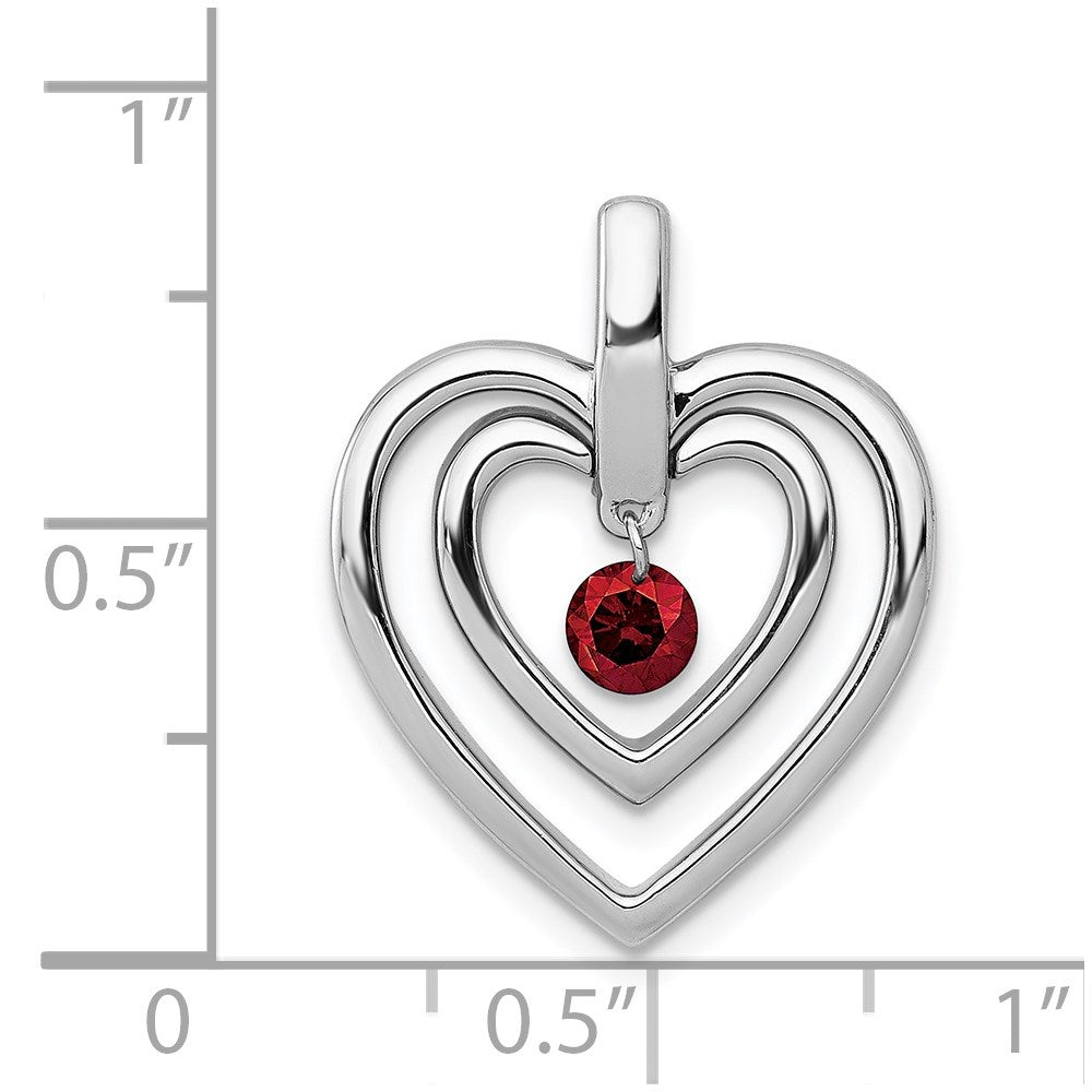 14k White Gold 1/6ct. Red Real Diamond Double Heart Pendant