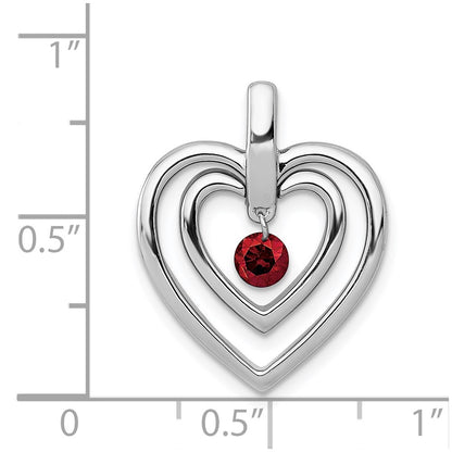 14k White Gold 1/6ct. Red Real Diamond Double Heart Pendant