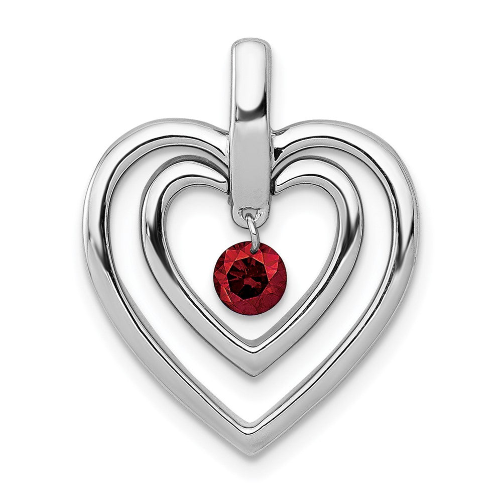 14k White Gold 1/6ct. Red Real Diamond Double Heart Pendant