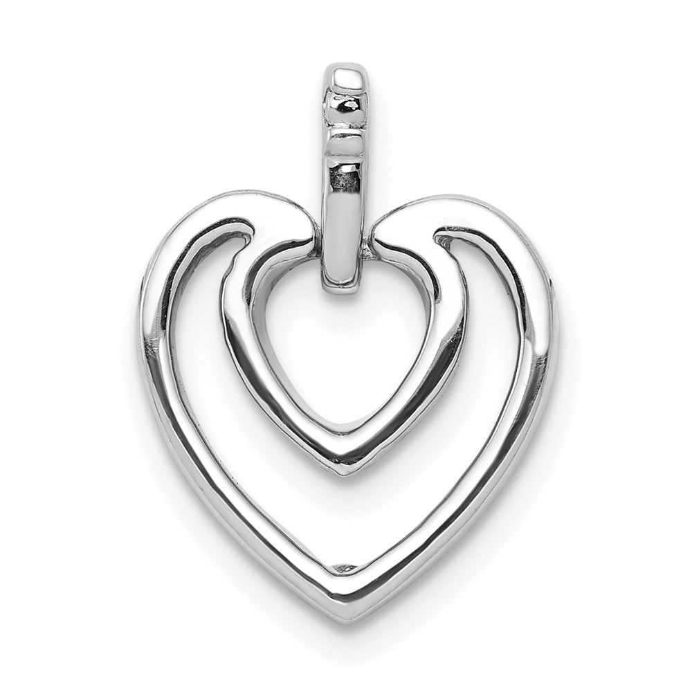 14k White Gold .01ct. Real Diamond Double Heart Pendant