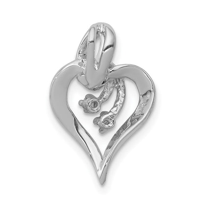 14k White Gold AA Real Diamond Fancy Heart Pendant