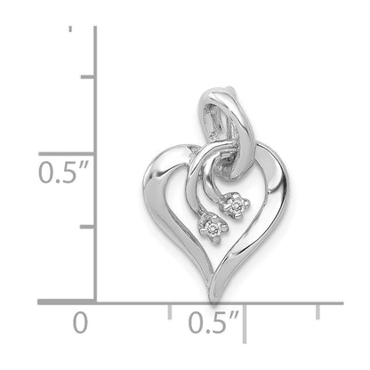 14k White Gold AA Real Diamond Fancy Heart Pendant