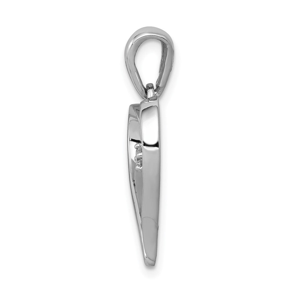14K White Gold 1/20ct. Real Diamond Heart Pendant