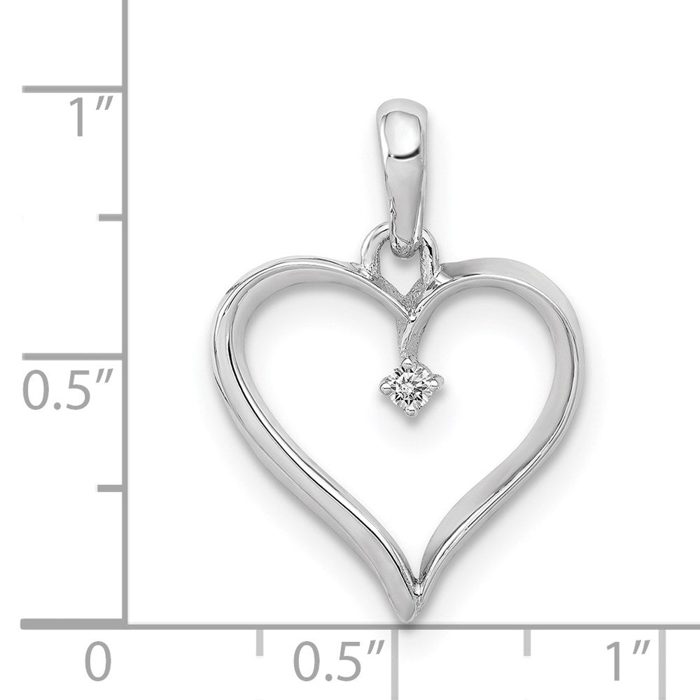 14K White Gold 1/20ct. Real Diamond Heart Pendant
