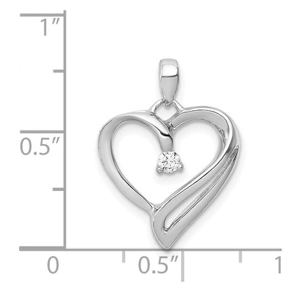 14k White Gold 1/15ct. Real Diamond Heart Pendant