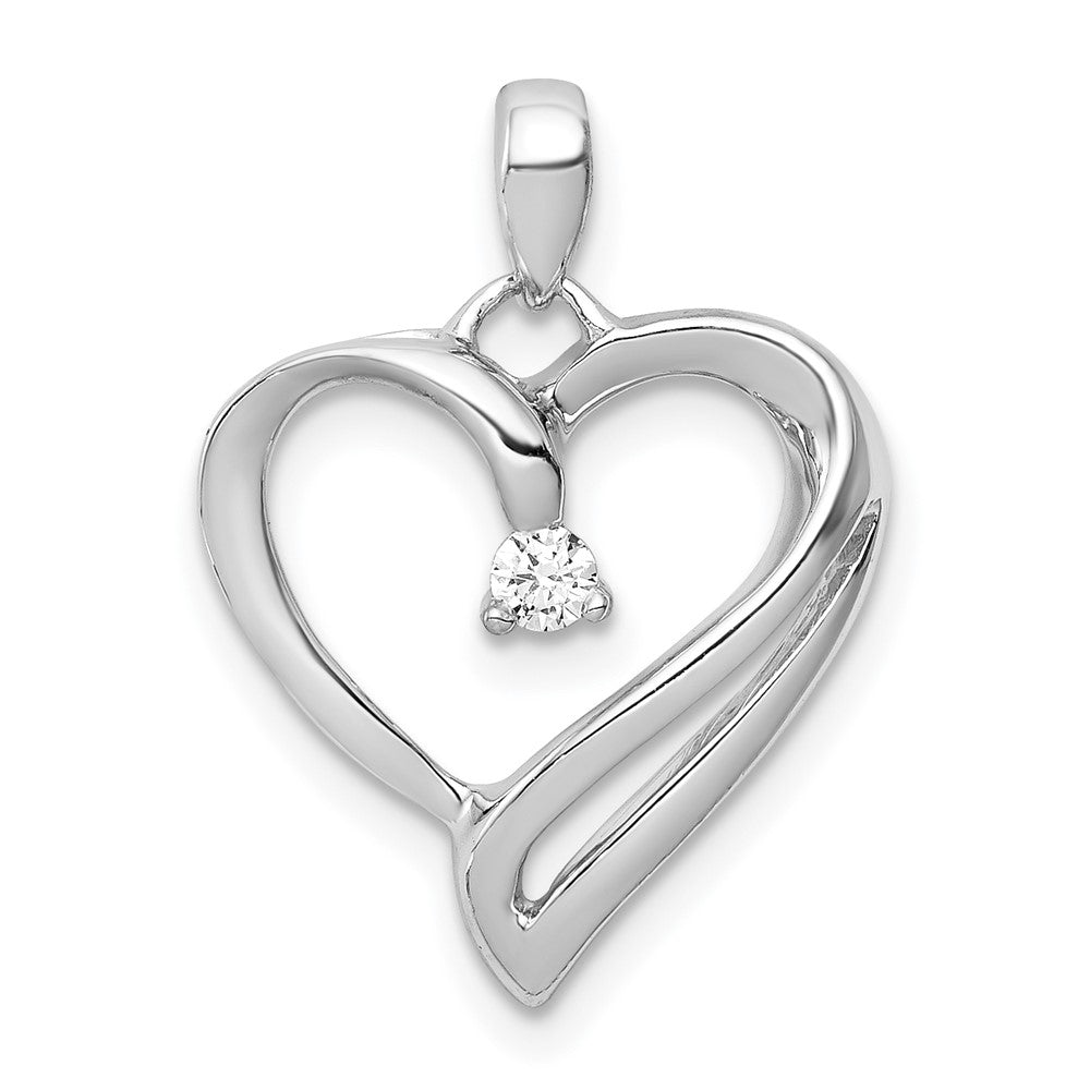 14k White Gold 1/15ct. Real Diamond Heart Pendant