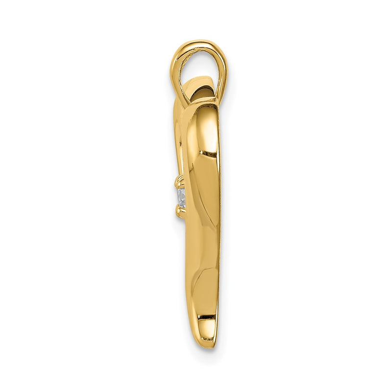 14K Yellow Gold AA Real Diamond Heart Pendant