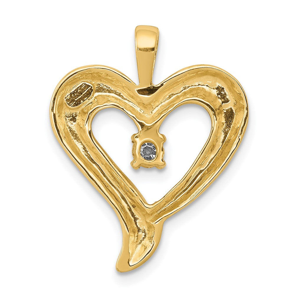 14K Yellow Gold AA Real Diamond Heart Pendant