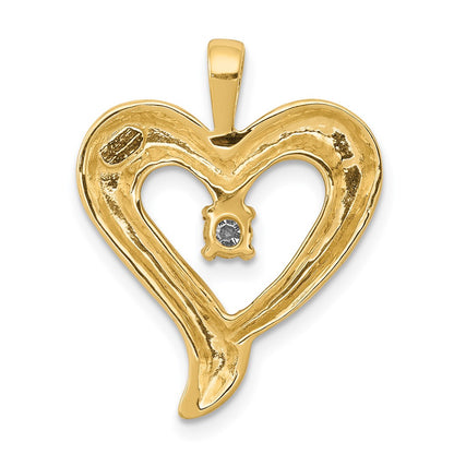14K Yellow Gold AA Real Diamond Heart Pendant