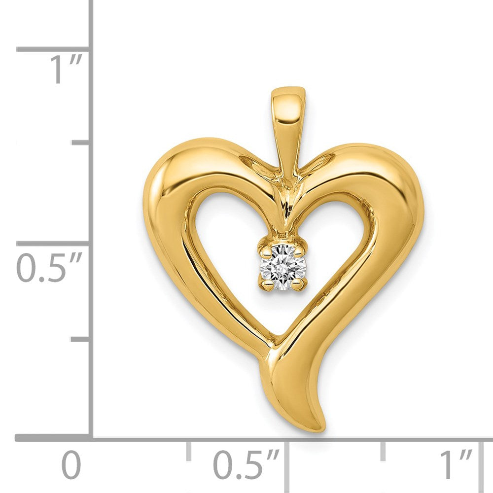 14K Yellow Gold AA Real Diamond Heart Pendant