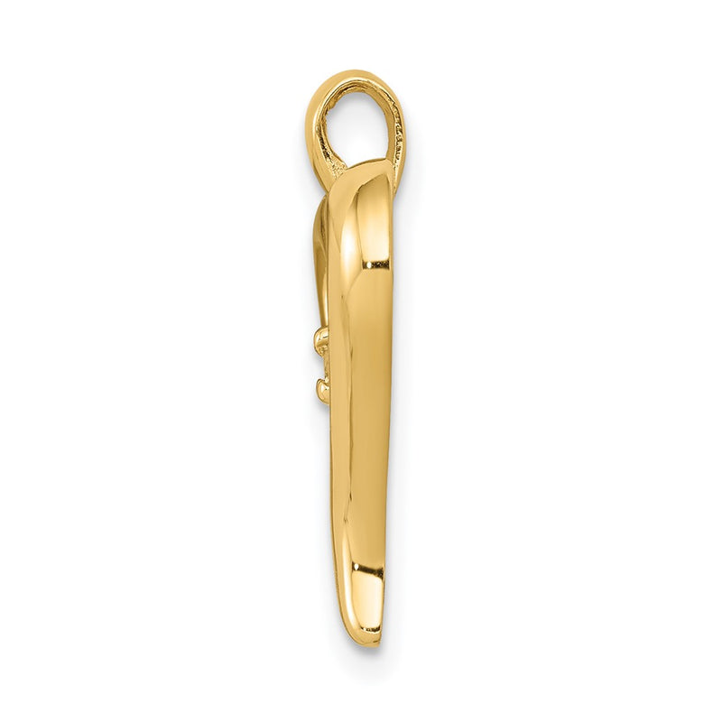 14K Yellow Gold AA Real Diamond Heart Pendant